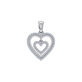 Double Heart Open Diamond Pendant 10K White Gold
